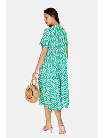 ASSUILI Kleid in Grün/ Weiß