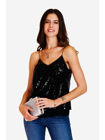 ASSUILI Paillettentop in Schwarz