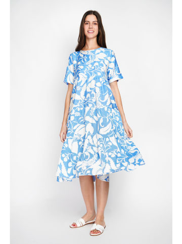 ASSUILI Jurk wit/lichtblauw