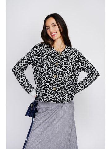 ASSUILI Kaschmir-Cardigan in Grau/ Schwarz