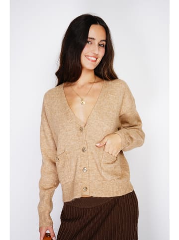 ASSUILI Kaschmir-Cardigan in Hellbraun