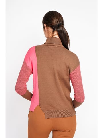 ASSUILI Pullover in Hellbraun/ Rosa