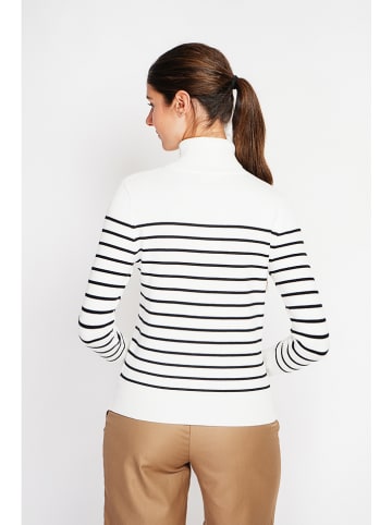 ASSUILI Rollkragenpullover in Weiß/ Schwarz