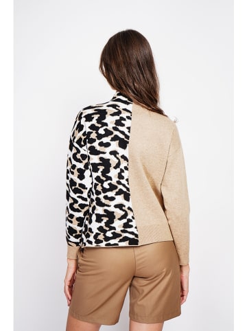 ASSUILI Pullover in Beige/ Schwarz/ Weiß