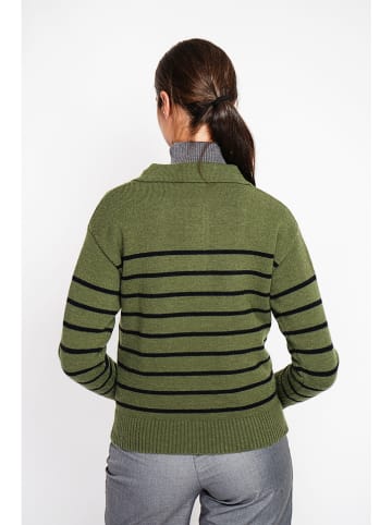 ASSUILI Pullover in Grün/ Schwarz
