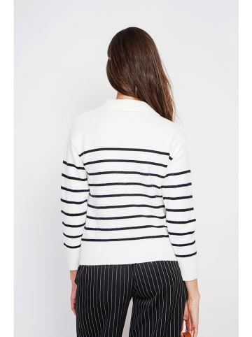 ASSUILI Pullover in Weiß/ Schwarz