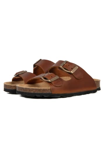 BABUNKERS Family Leren slippers cognackleurig