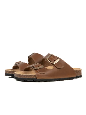 BABUNKERS Family Skórzane klapki w kolorze brązowym