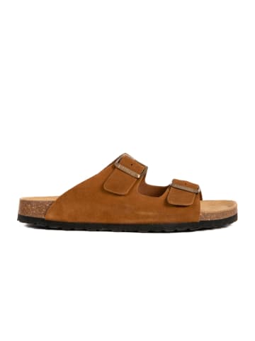 BABUNKERS Family Leren slippers cognackleurig