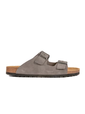 BABUNKERS Family Skórzane klapki w kolorze szarym