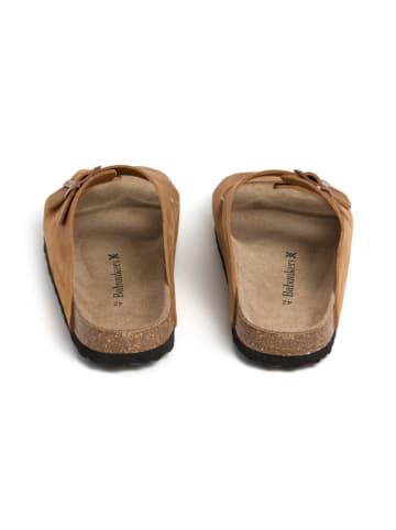 BABUNKERS Family Leren slippers lichtbruin