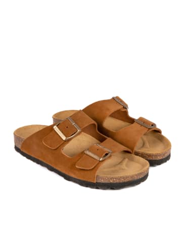 BABUNKERS Family Leren slippers lichtbruin