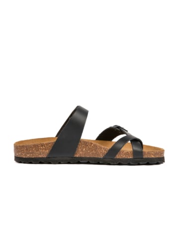 BABUNKERS Family Leren teenslippers zwart