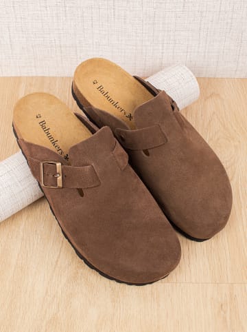 BABUNKERS Family Leren clogs lichtbruin