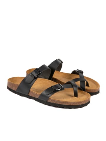 BABUNKERS Family Leren teenslippers zwart