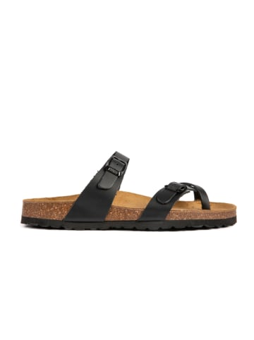 BABUNKERS Family Leren teenslippers zwart