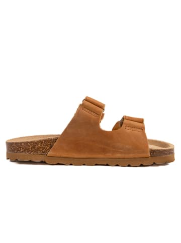 BABUNKERS Family Leren slippers lichtbruin