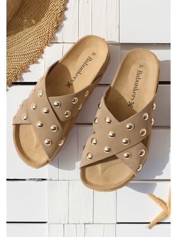 BABUNKERS Family Leren slippers lichtbruin