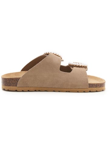 BABUNKERS Family Leren slippers lichtbruin