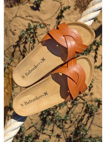 BABUNKERS Family Leren slippers bruin