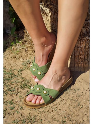 BABUNKERS Family Leren slippers groen