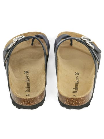 BABUNKERS Family Leren teenslippers zwart