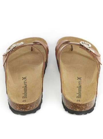 BABUNKERS Family Leren teenslippers bruin