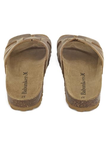 BABUNKERS Family Leren slippers lichtbruin