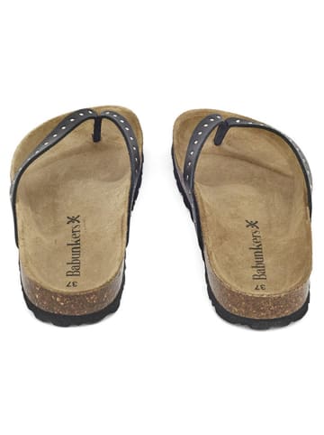 BABUNKERS Family Leder-Zehentrenner in Schwarz