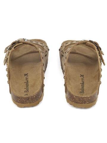 BABUNKERS Family Leren slippers lichtbruin
