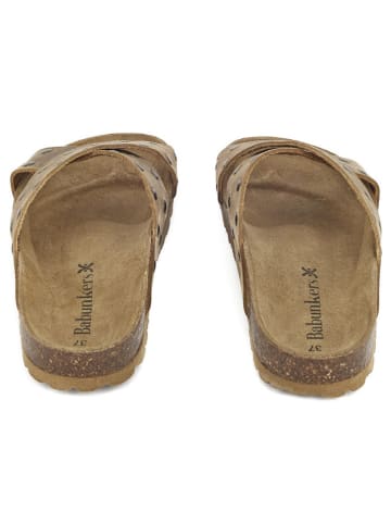 BABUNKERS Family Leren slippers lichtbruin