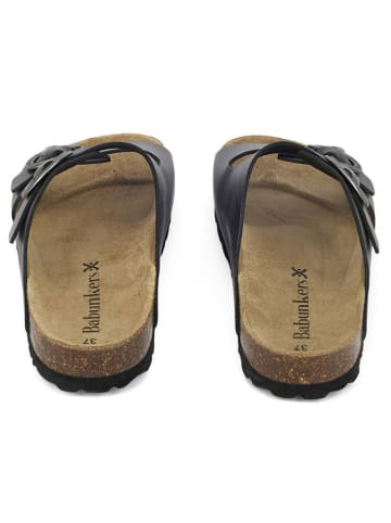 BABUNKERS Family Leren slippers zwart