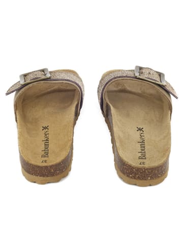 BABUNKERS Family Leren slippers lichtbruin