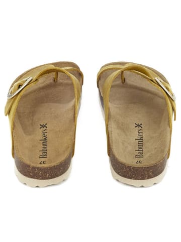 BABUNKERS Family Leren teenslippers geel