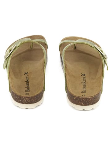 BABUNKERS Family Leren teenslippers groen