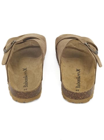 BABUNKERS Family Leren slippers lichtbruin