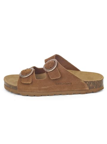 BABUNKERS Family Leren slippers bruin