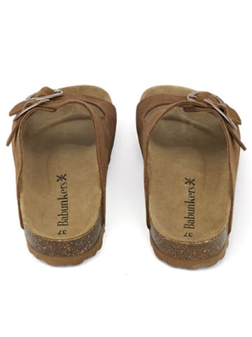 BABUNKERS Family Leren slippers bruin