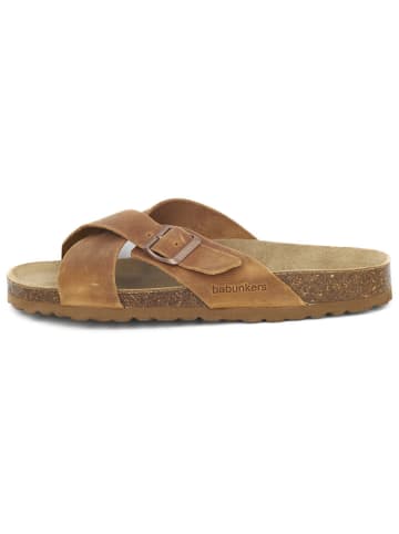BABUNKERS Family Leren slippers bruin
