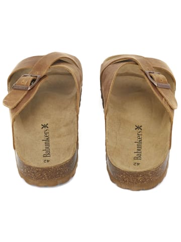 BABUNKERS Family Leren slippers bruin