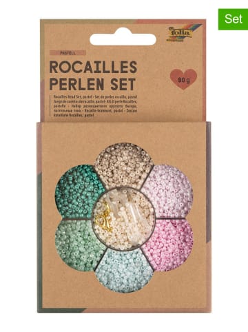 folia PAPER Perlen-Bastelset in Türkis/ Rosa - 90 g