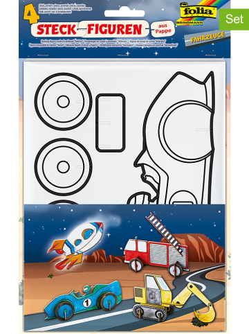 folia PAPER Kreativset "Steckfiguren - Fahrzeuge" - 4 Stück - ab 3 Jahren