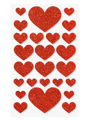 folia PAPER Naklejki brokatowe (50 szt.) "Hearts Love" z pianki gumowej - 4+