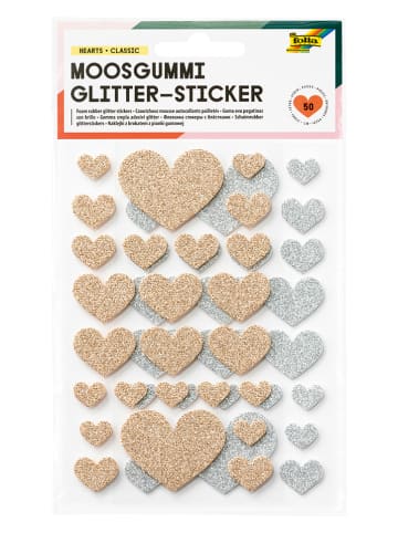 folia PAPER Moosgummi Glitter-Sticker "Hearts Classic" - ab 4 Jahren - 50 Stück