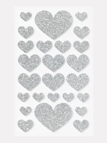 folia PAPER Naklejki brokatowe (50 szt.) "Hearts Classic" z pianki gumowej - 4+