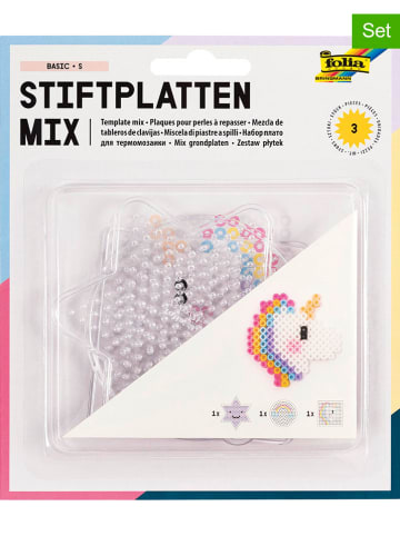 folia PAPER 3tlg. Bügelperlen-Stiftplatten-Set "Basic" in Transparent