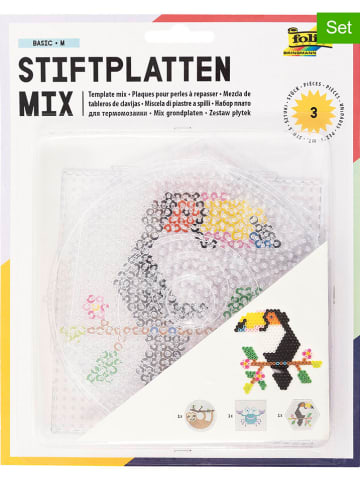 folia PAPER 3tlg. Bügelperlen-Stiftplatten-Set "Basic" in Transparent