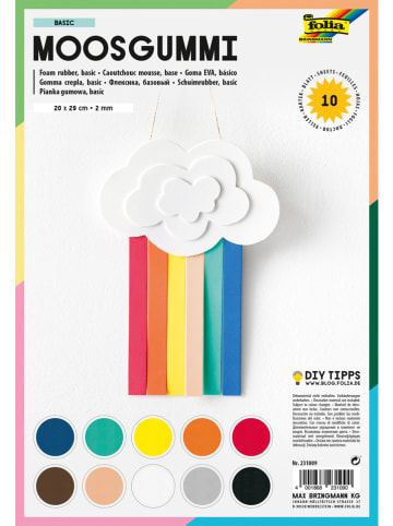 folia PAPER Moosgummiblock "Basic" in Bunt - 10 Blatt - (L)29 x (B)20 cm