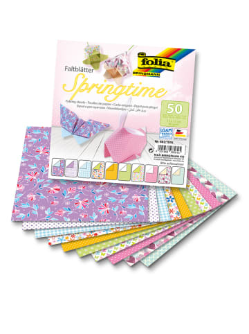 folia PAPER Faltblätter "Springtime" in Bunt - 50 Blatt - (L)15 x (B)15 cm