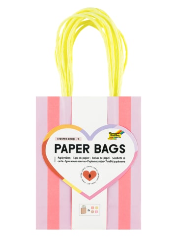 folia PAPER Papiertüten "S Stripes Neon" - 8 Stück - ab 6 Jahren